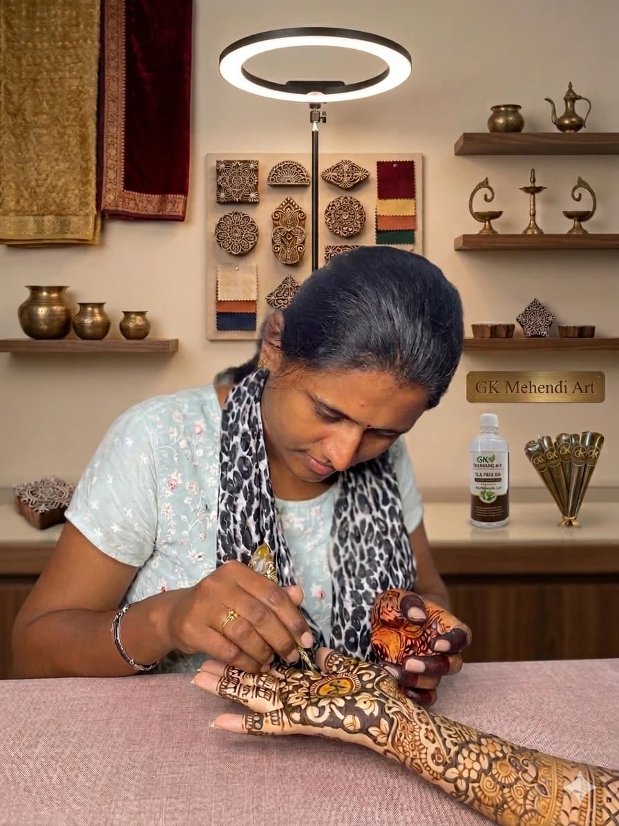 Kalai — Professional bridal mehendi artist at GK Mehendi Art, Chennai